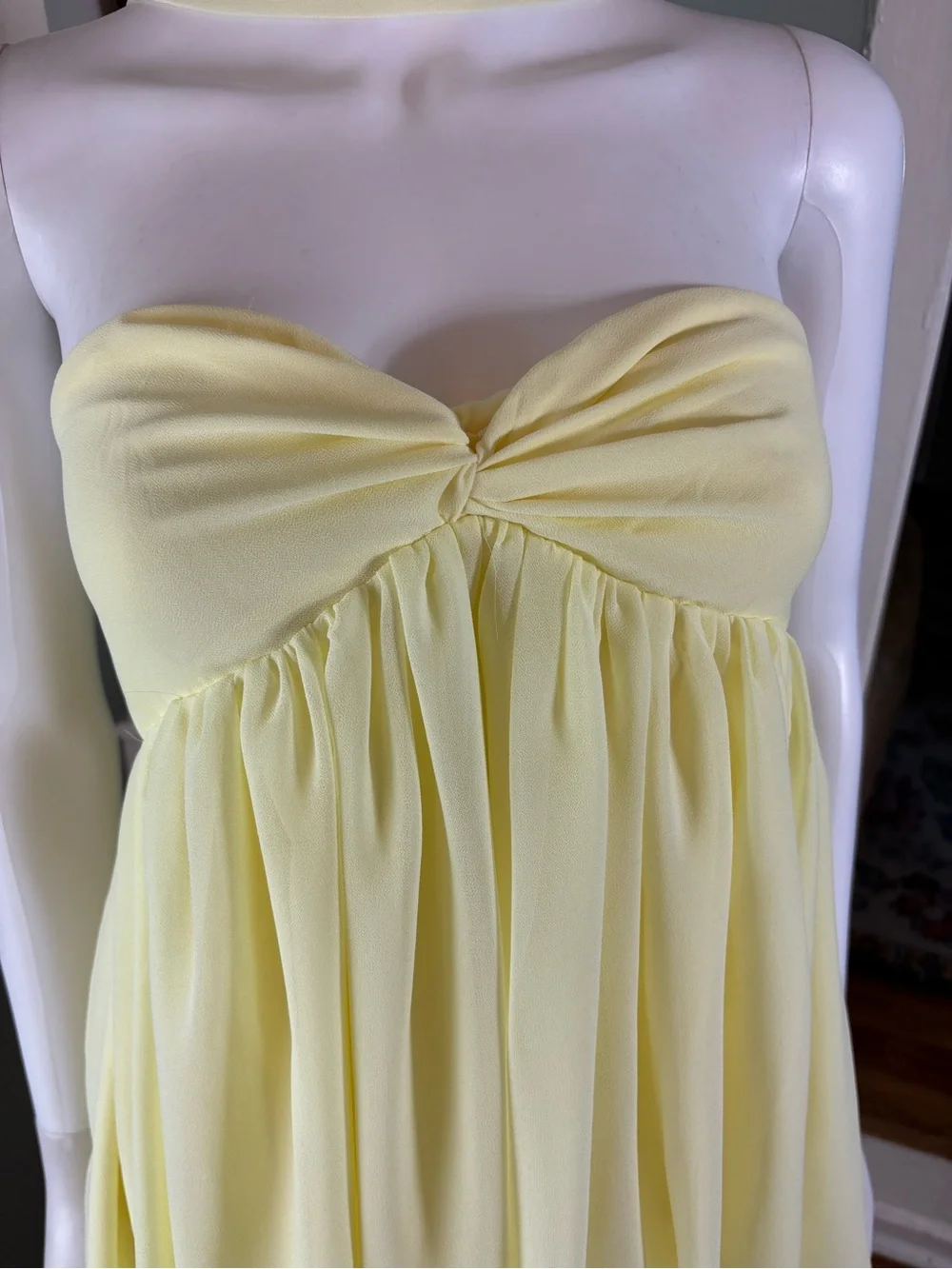 NWT New Peppermayo Saturn Yellow Strapless Chiffon Mini Babydoll Dress Sz 6 - Picture 7 of 16